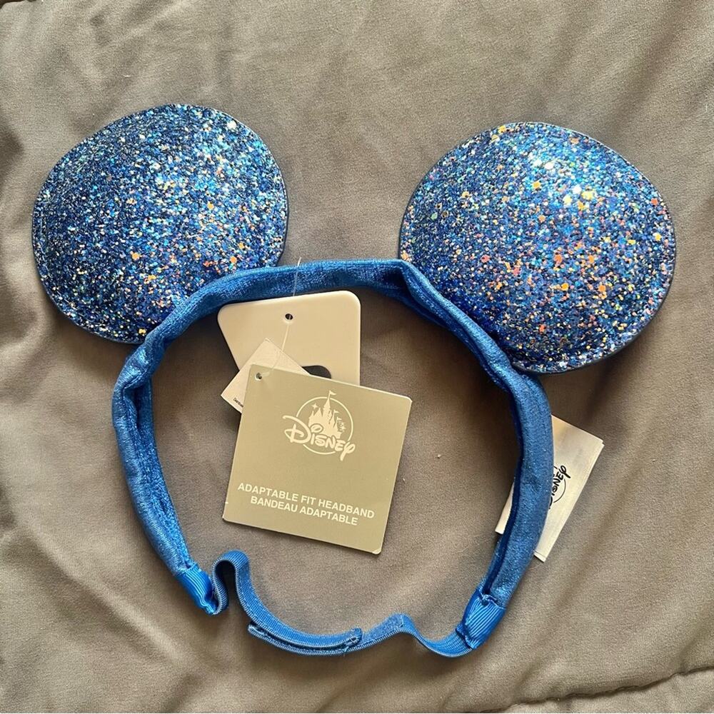 Disney Blue Glitter Mickey Ears Adjustable Fit Headband